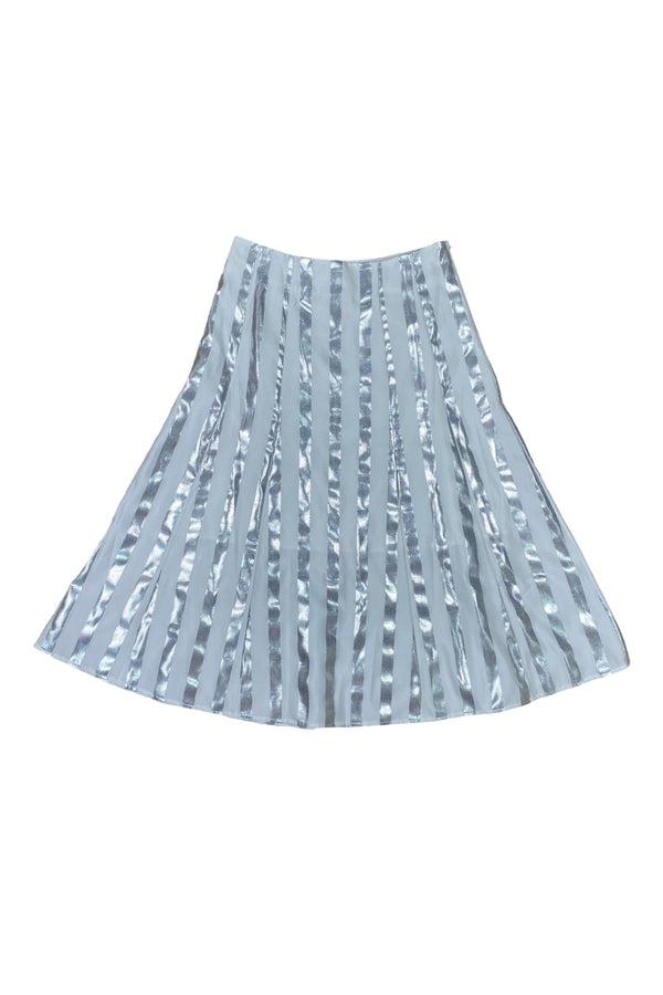 Metallic Stripe Midi Skirt