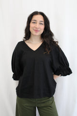 Kinney - Linen Ruffle Sleeve Top