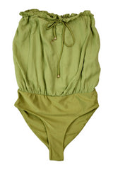 Hanne Bloch - Green Bandeau Silk Swimsuit