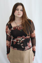 Among The Brave - 'Askew Blush Floral Mesh Top' NWT