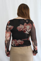 Among The Brave - 'Askew Blush Floral Mesh Top' NWT