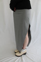 Remain - Pinstripe Raw Trim Skirt