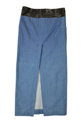 Aya Muse - Faux Leather & Denim Skirt