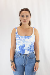 Worship - Graphic Denim Corset Top