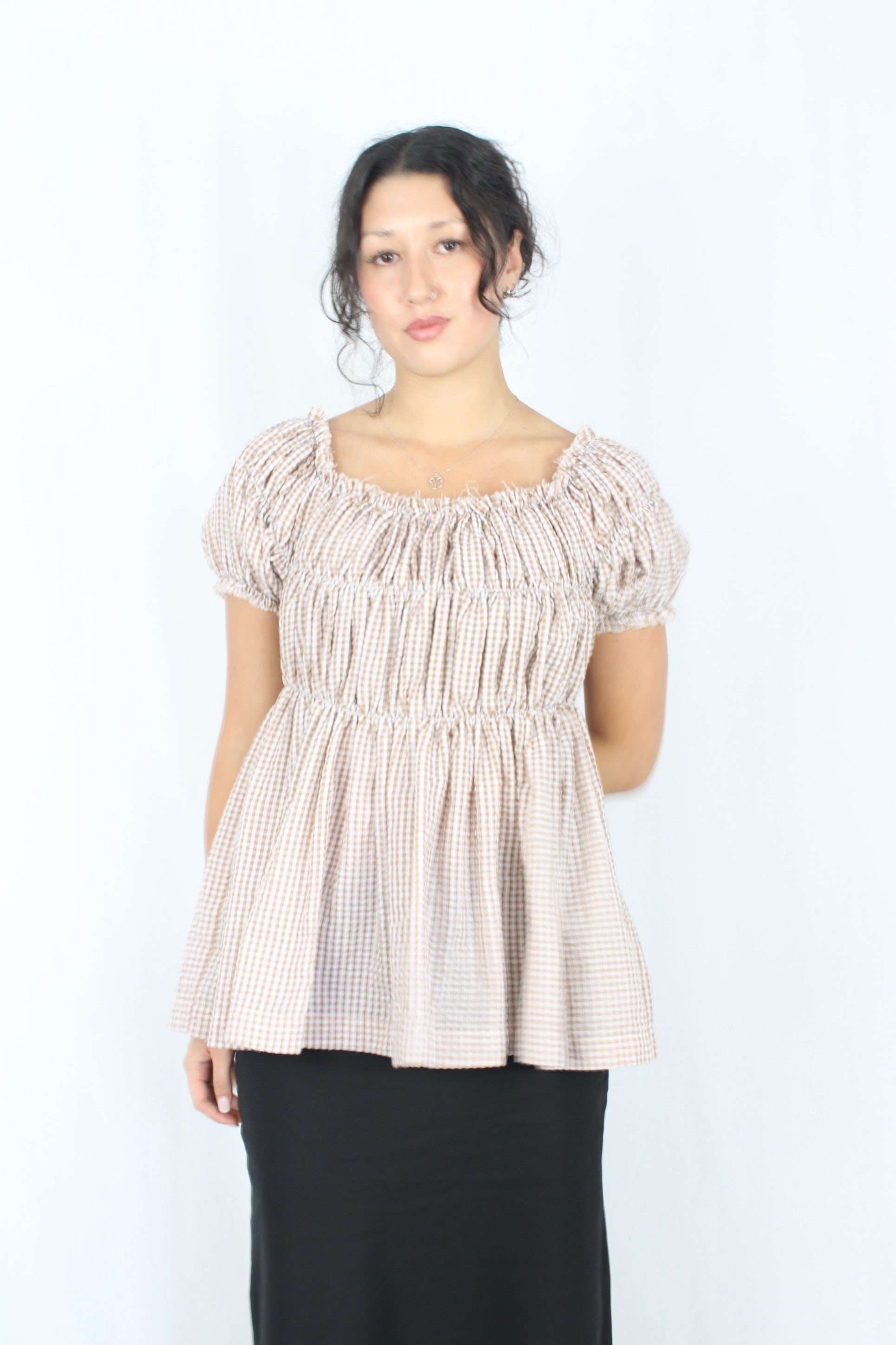 Blak Love - Gingham Shirred Top