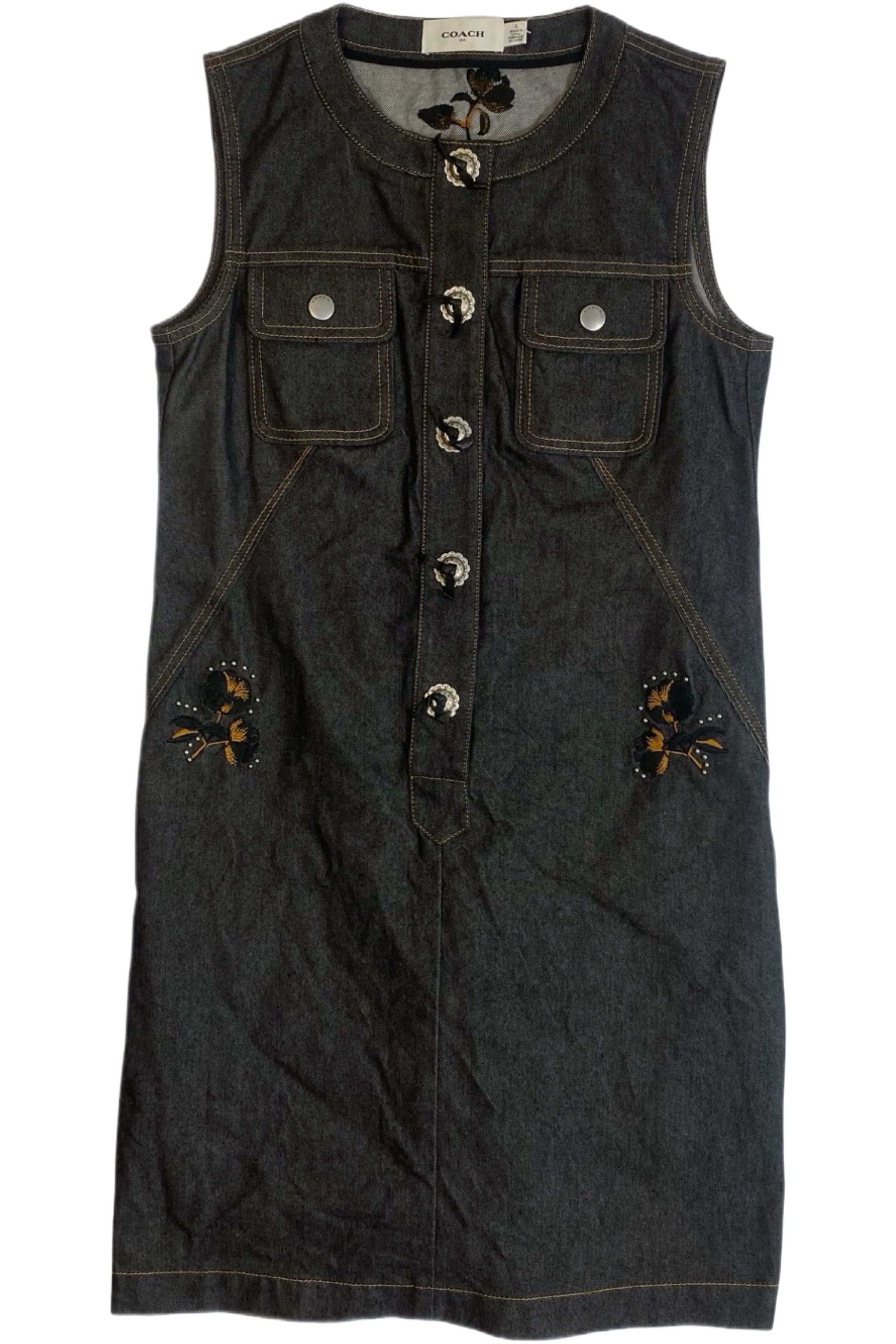 Coach - Denim Snap Button Mini Dress