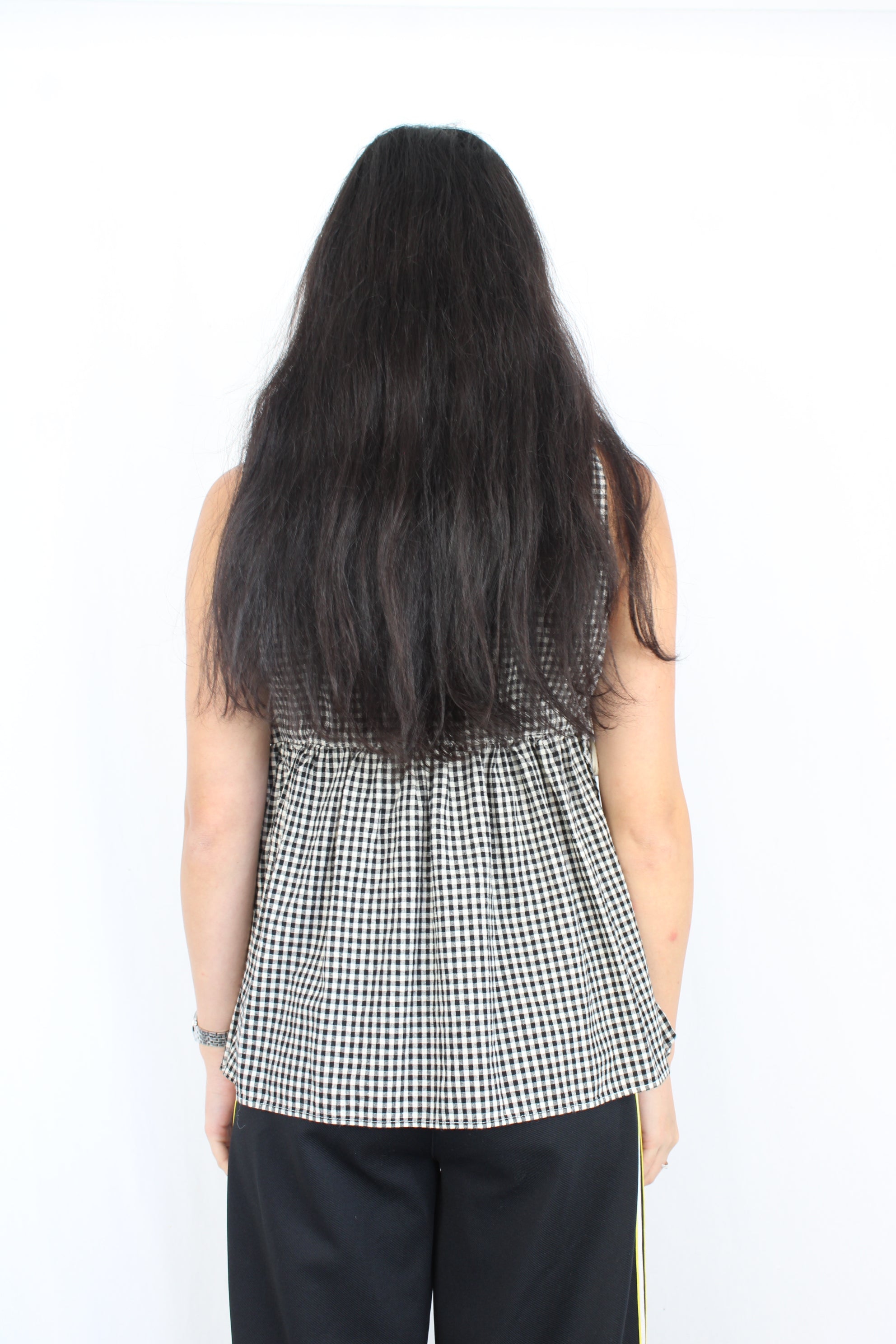 Olive - Gingham Tie Top