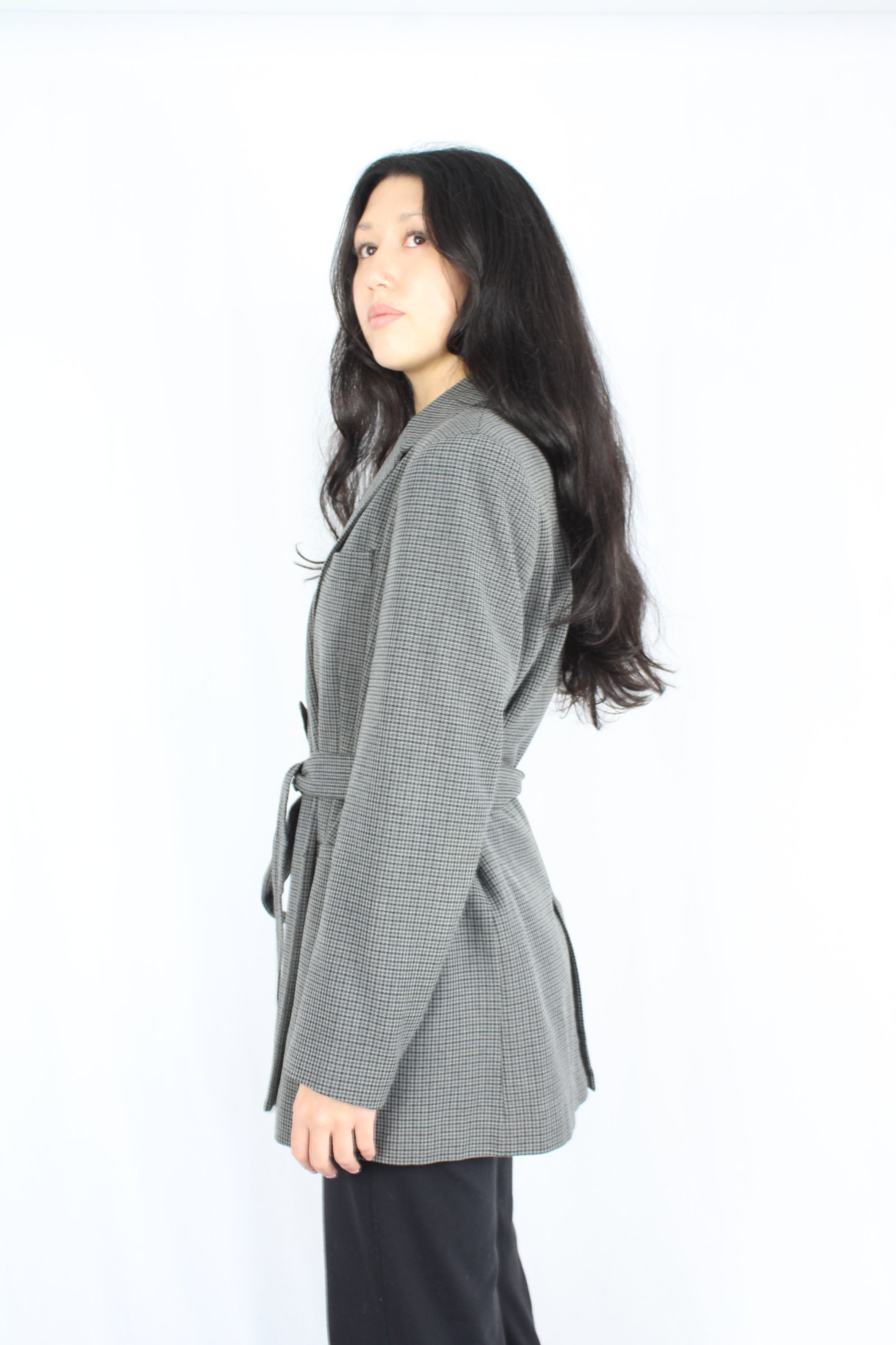 Zara - Houndstooth Tie Blazer