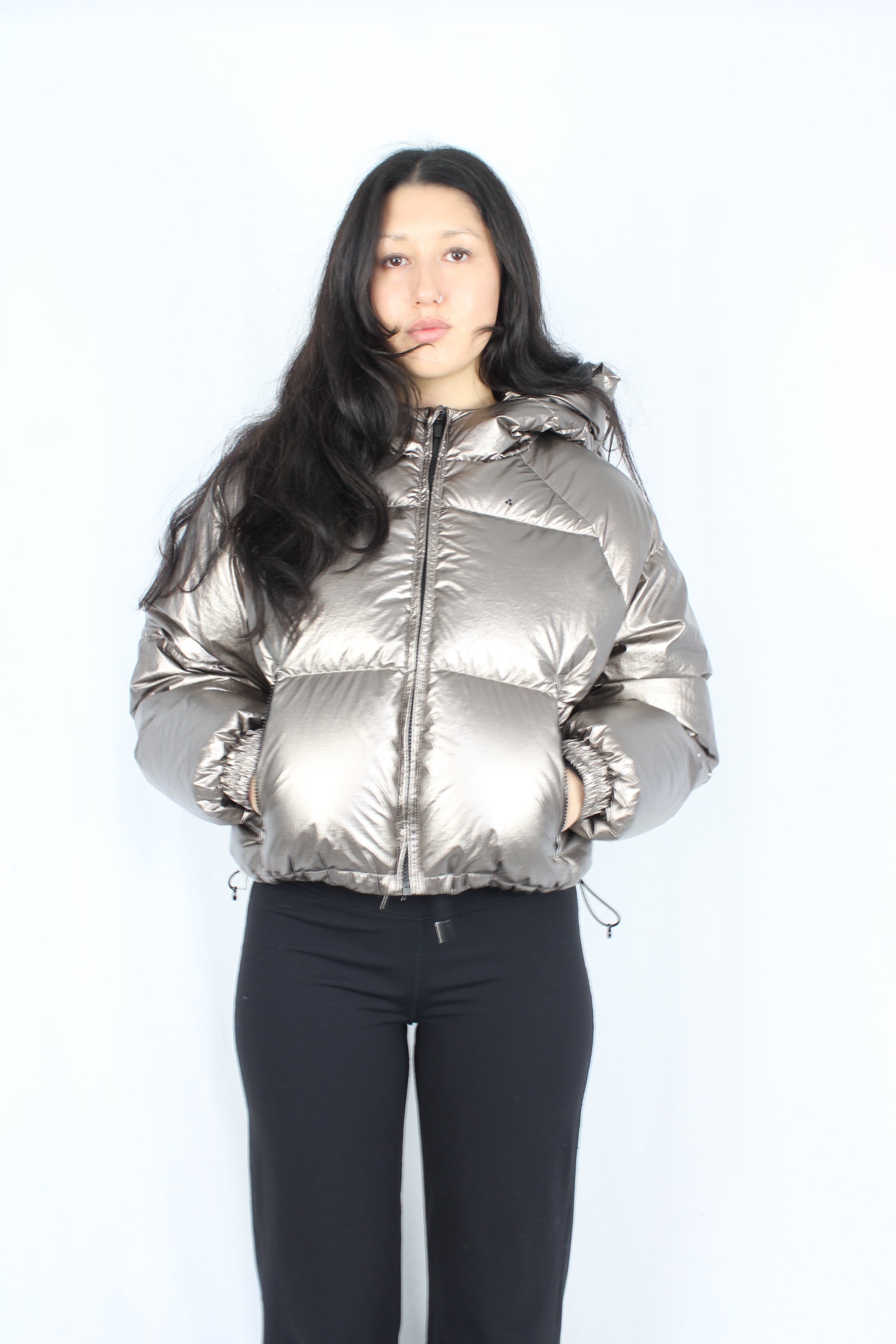 Huffer - Metallic Cropped Superloft Down Jacket