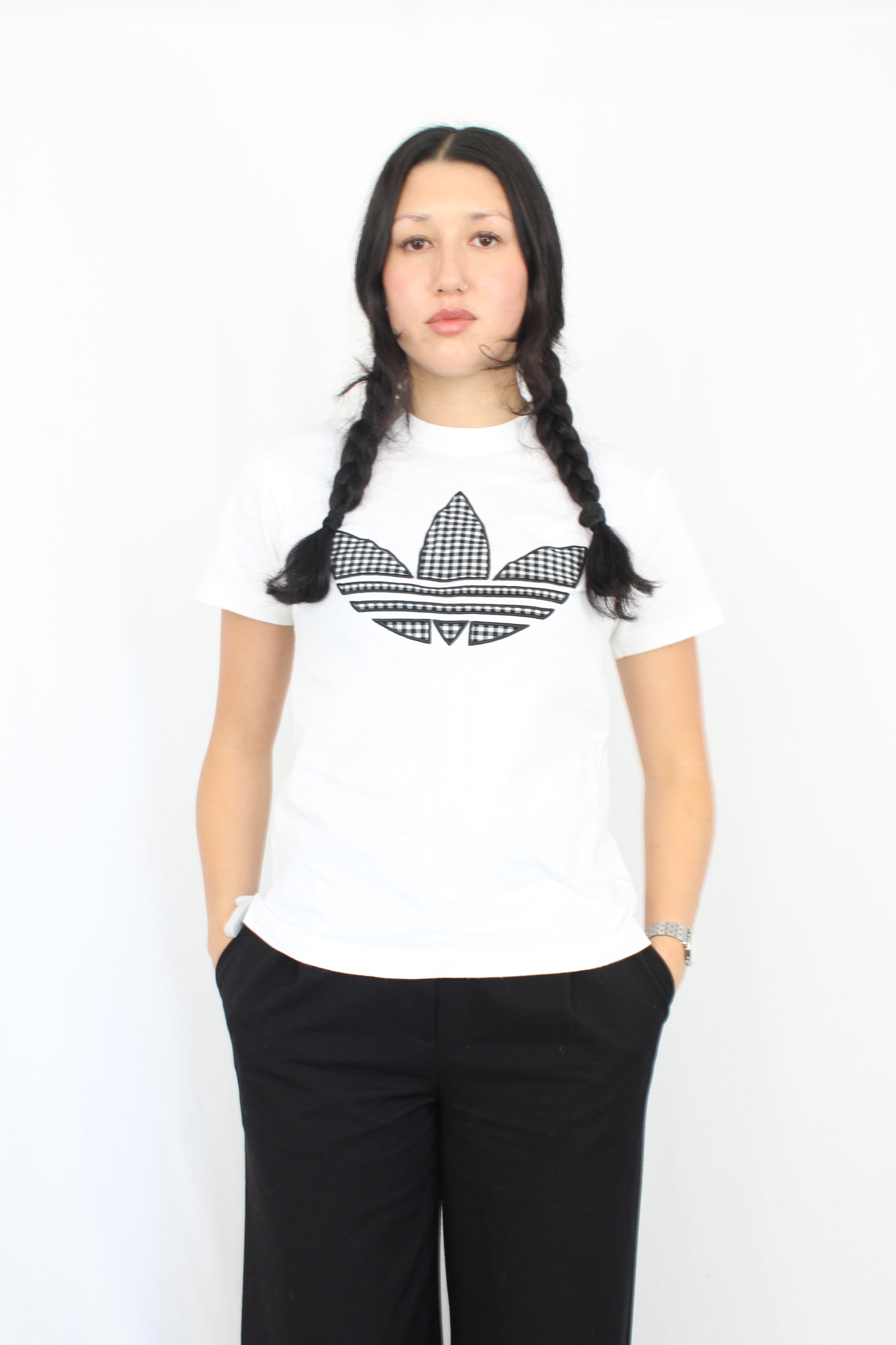 Adidas - Gingham Trefoil Tee