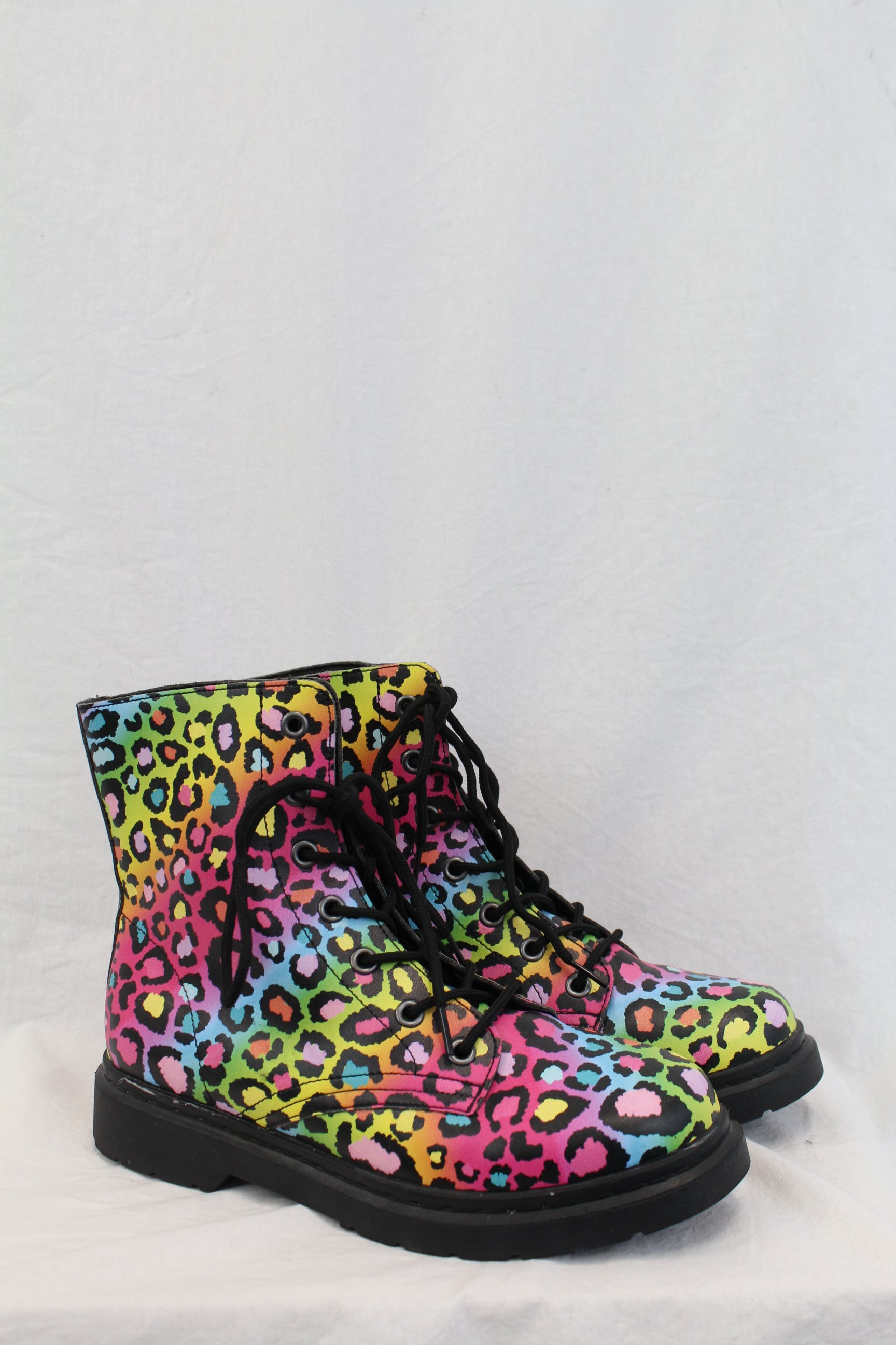 Offbeat Sweetie - Leopard Lace Up Boot