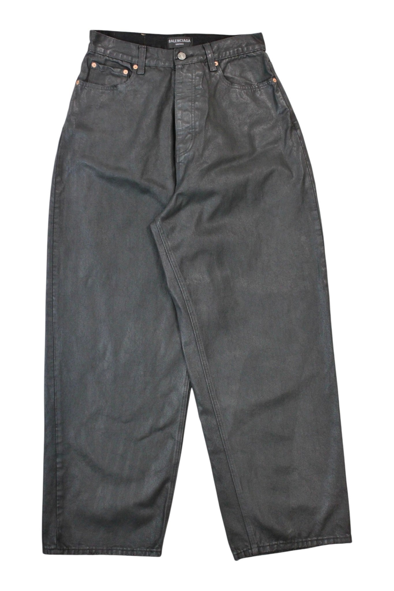 Balenciaga - Baggy Coated Denim Jeans