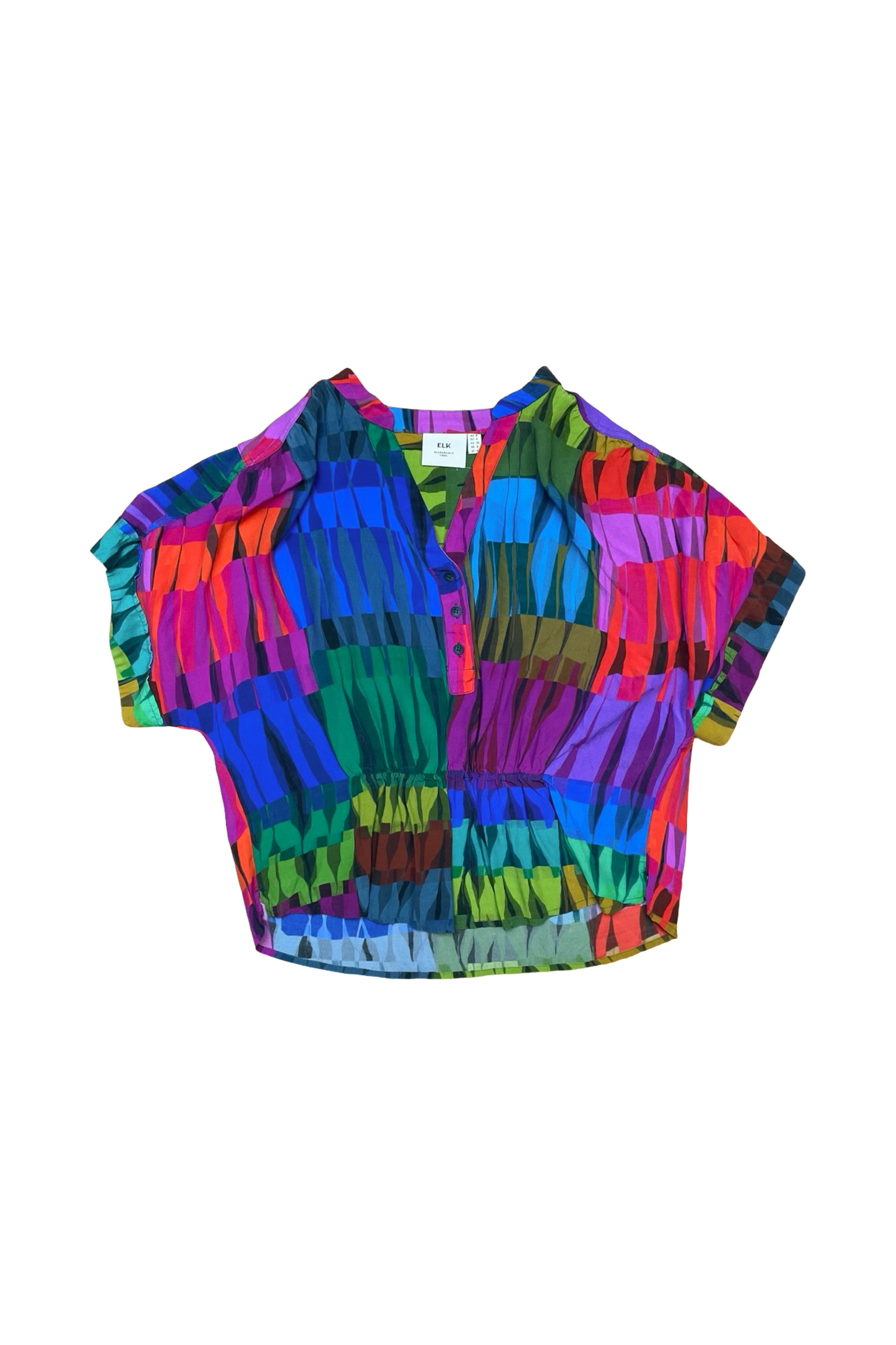 Colourful Short-Sleeve Blouse