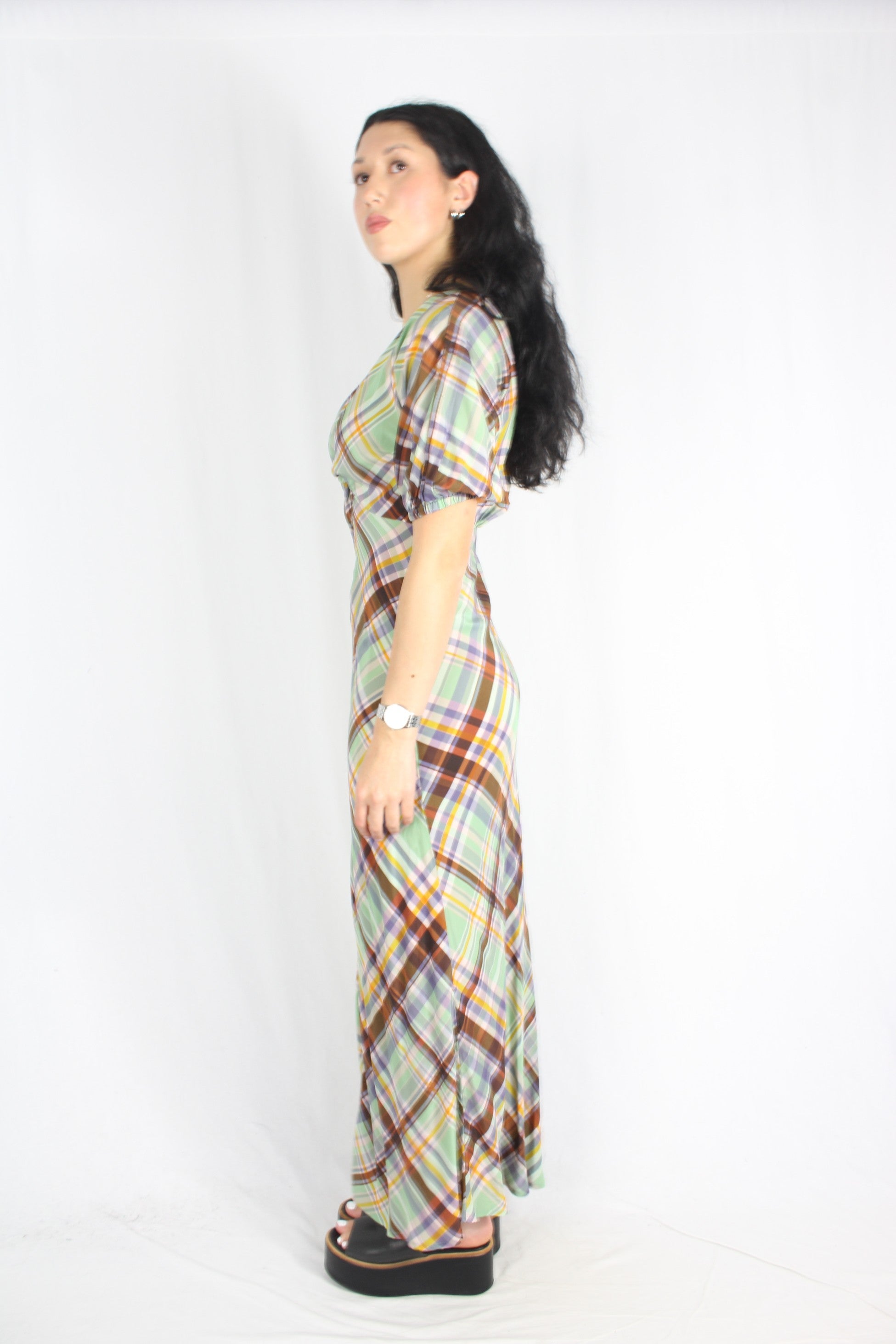 Ruby - Silk Basil Tartan Dress