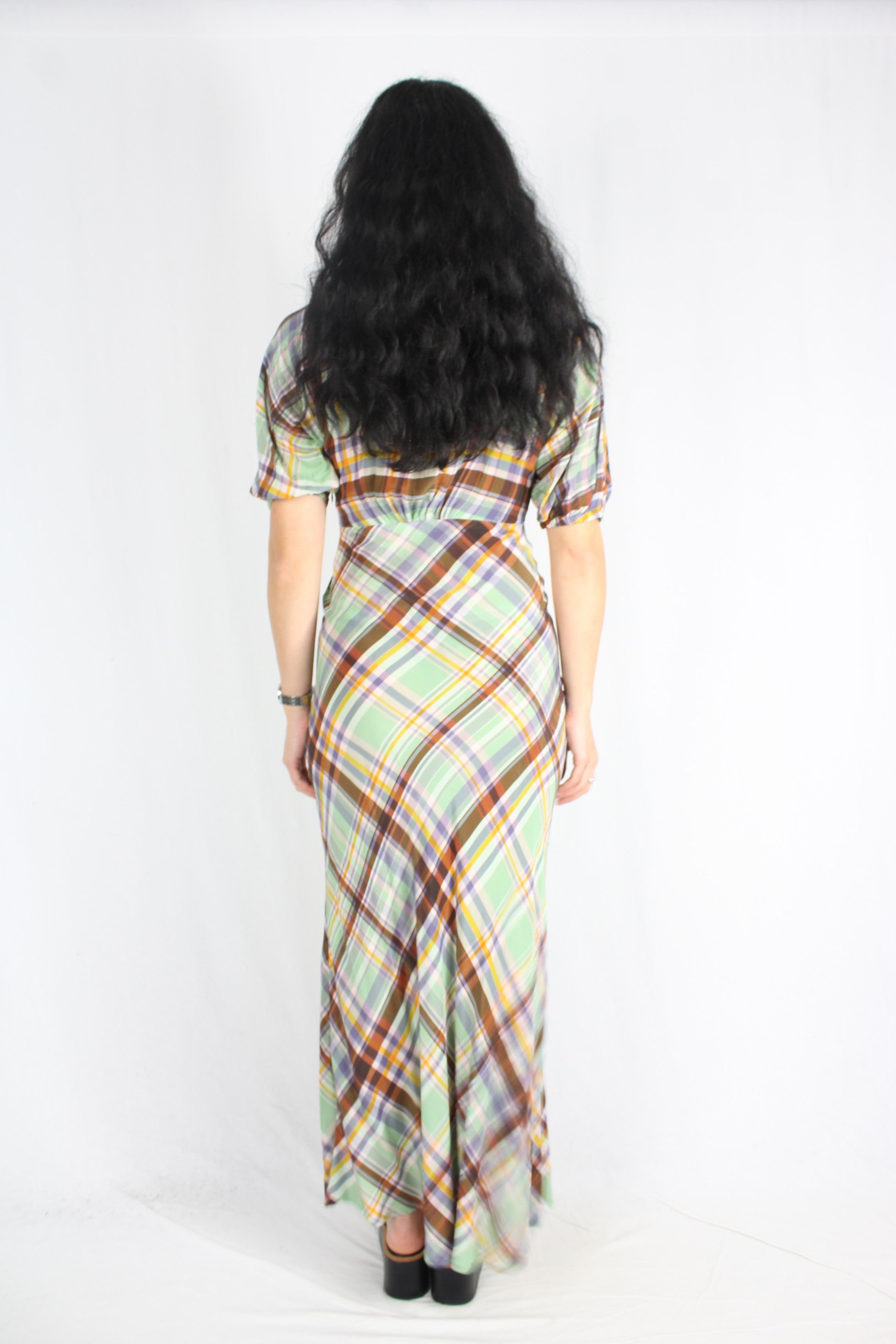 Ruby - Silk Basil Tartan Dress