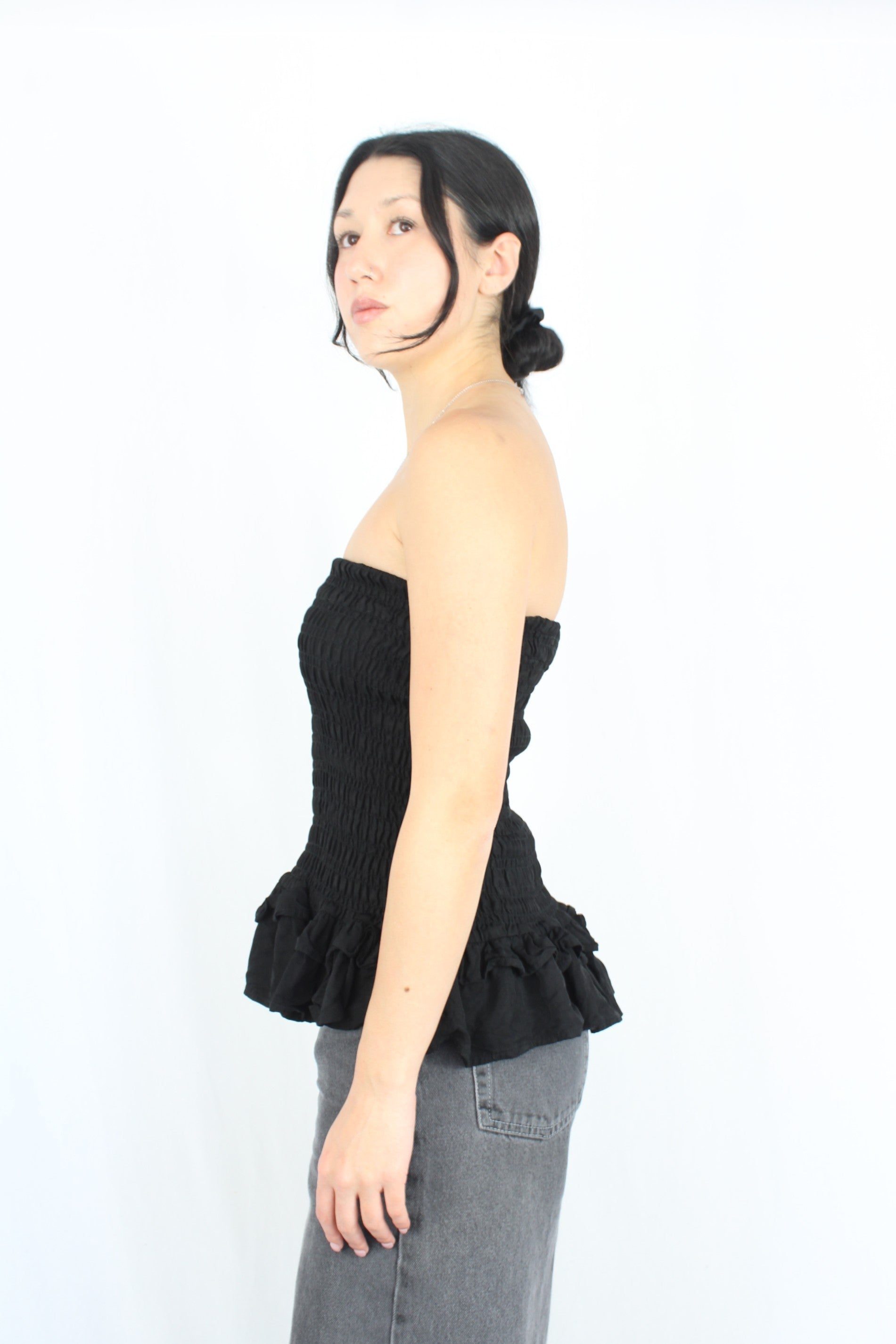 Marle - Shirred Ruffle Top