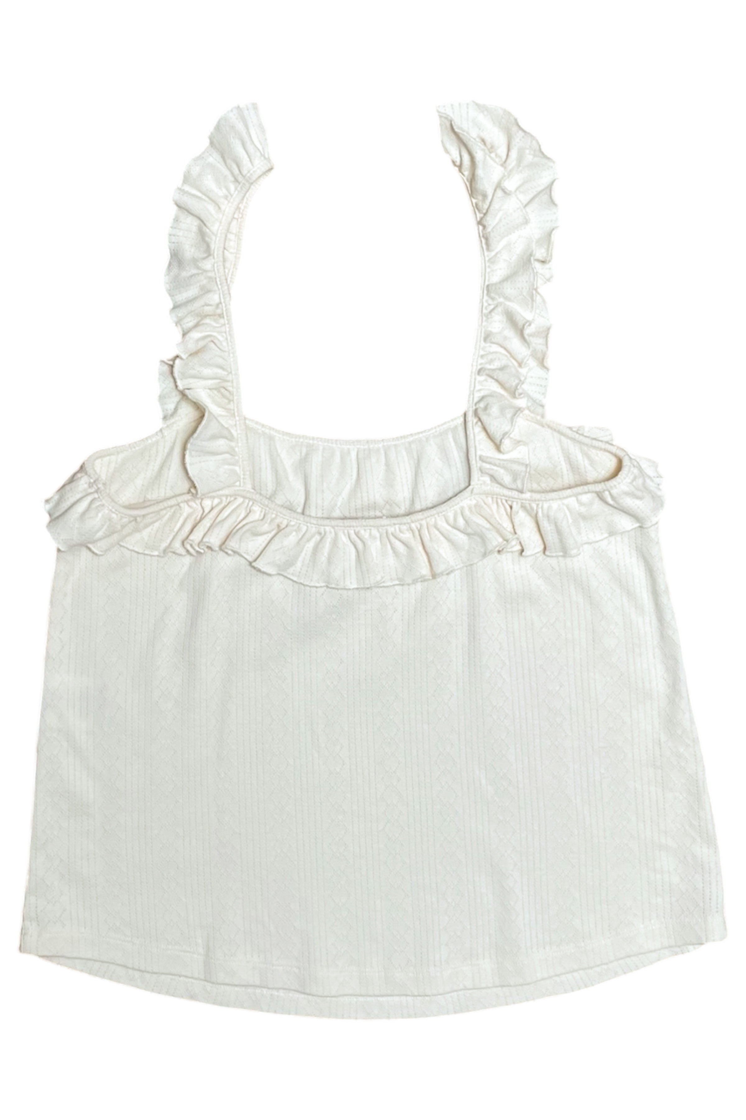 Ruffled Pointelle Sleeveless Top