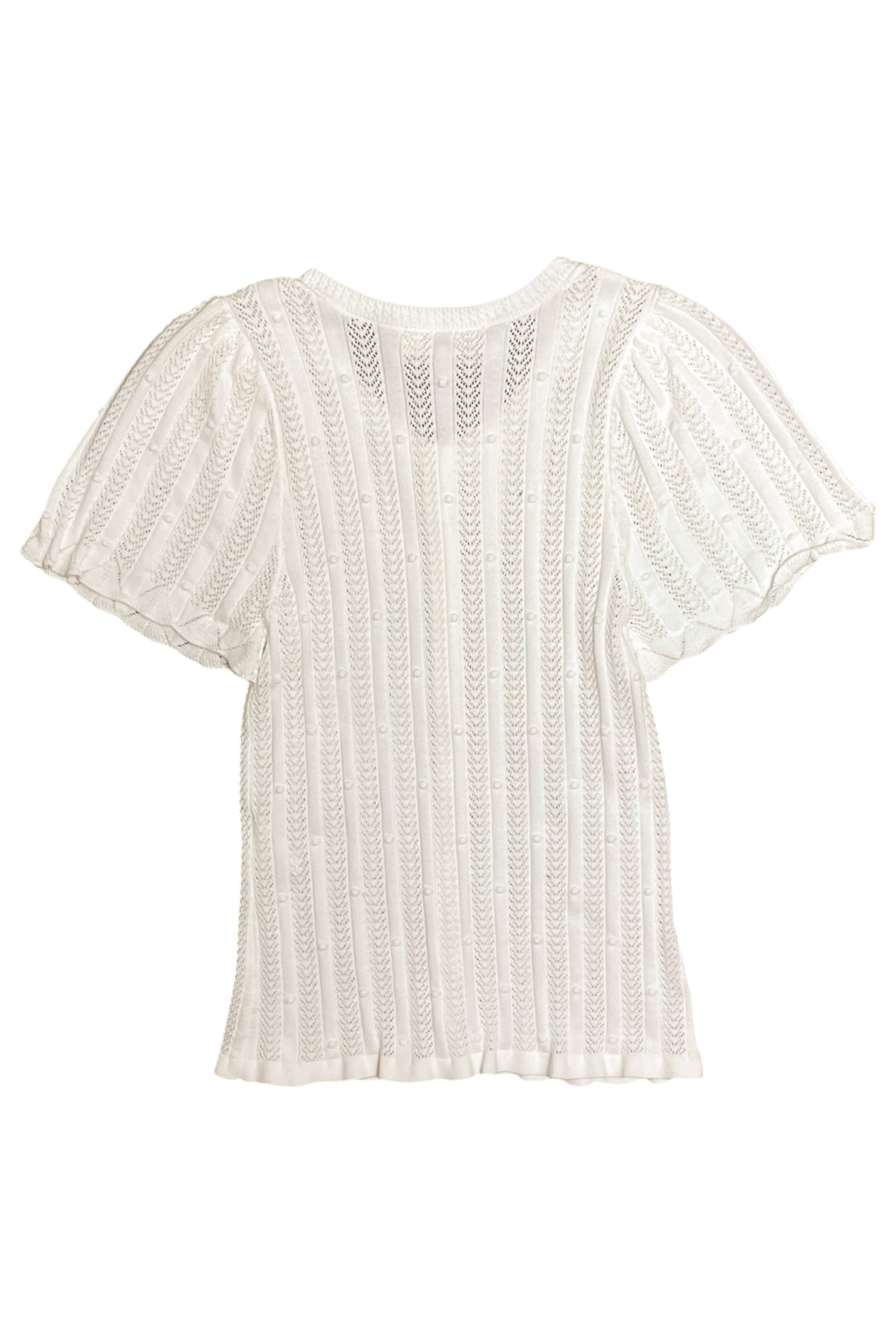 Pointelle Knitted Button-Up Top