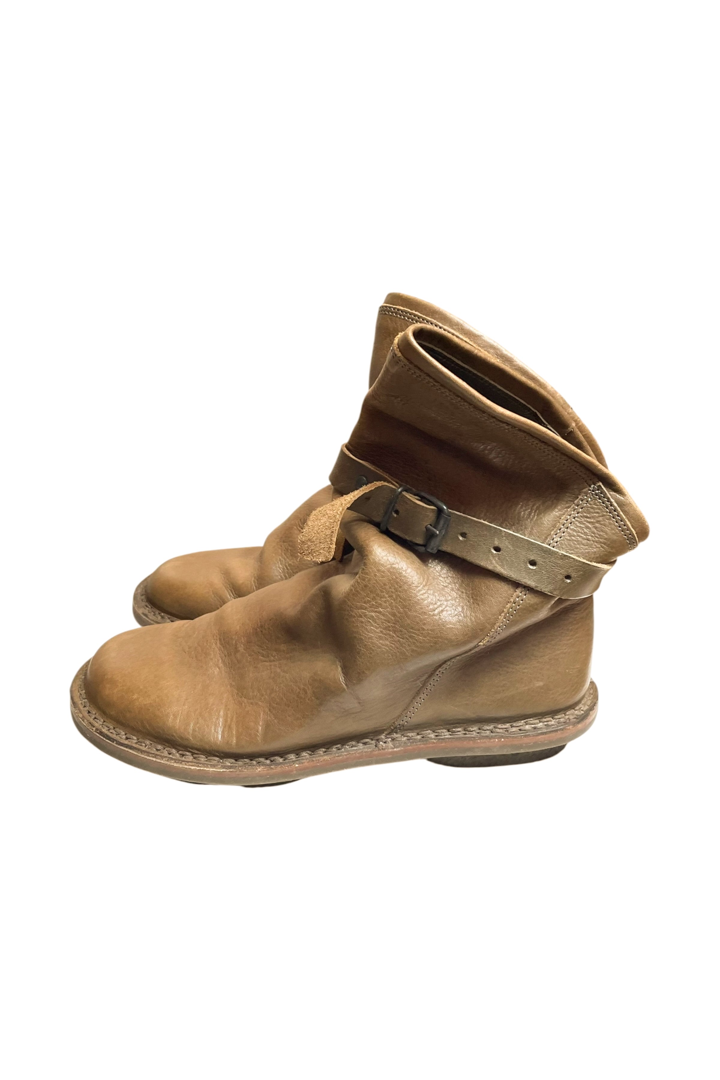Draped Leather Ankle Boots