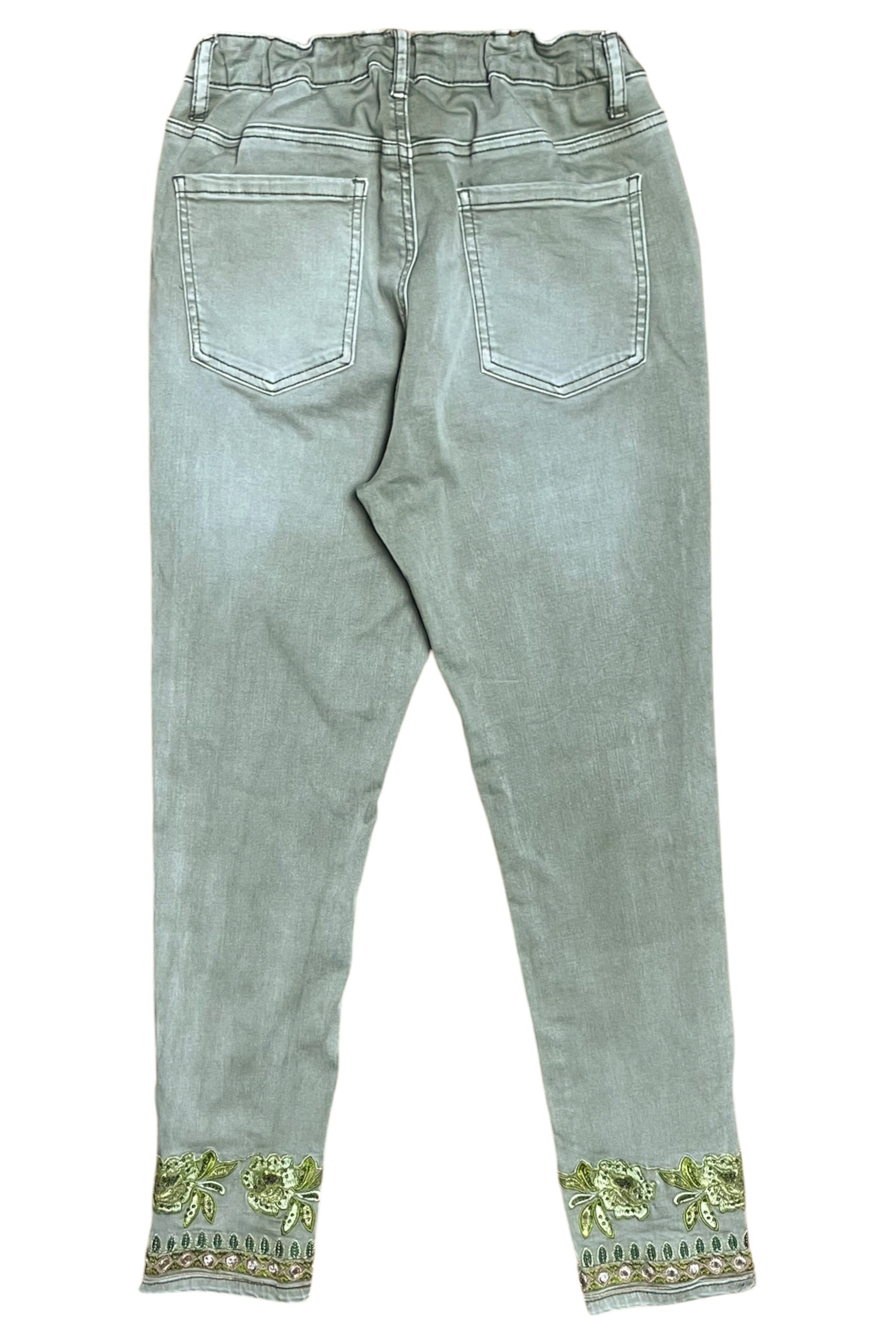 Embroidered Hem Skinny Jeans
