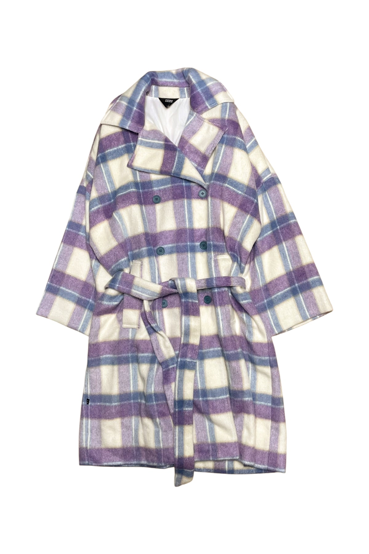 Soft Plaid Trench-Style Coat