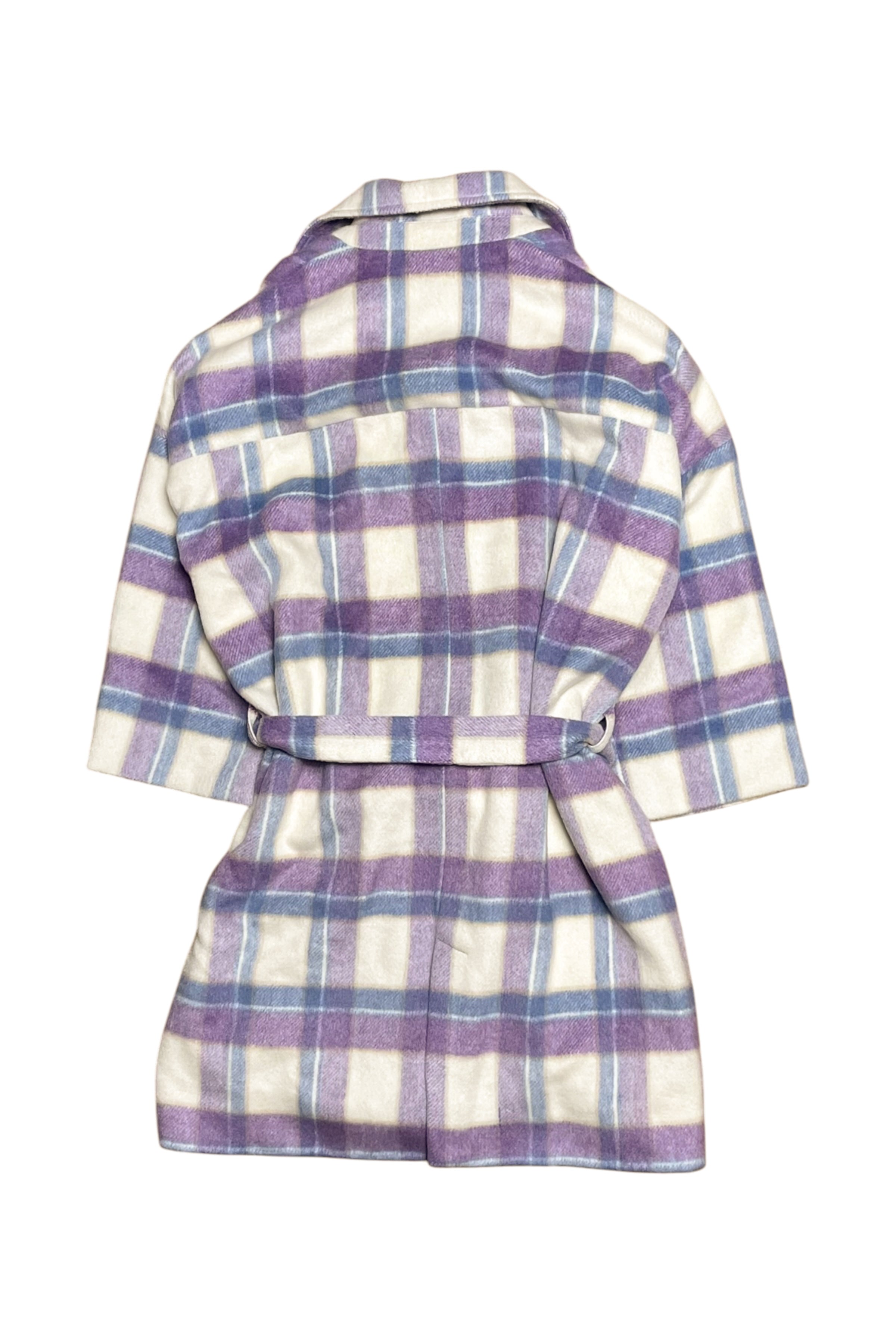 Soft Plaid Trench-Style Coat