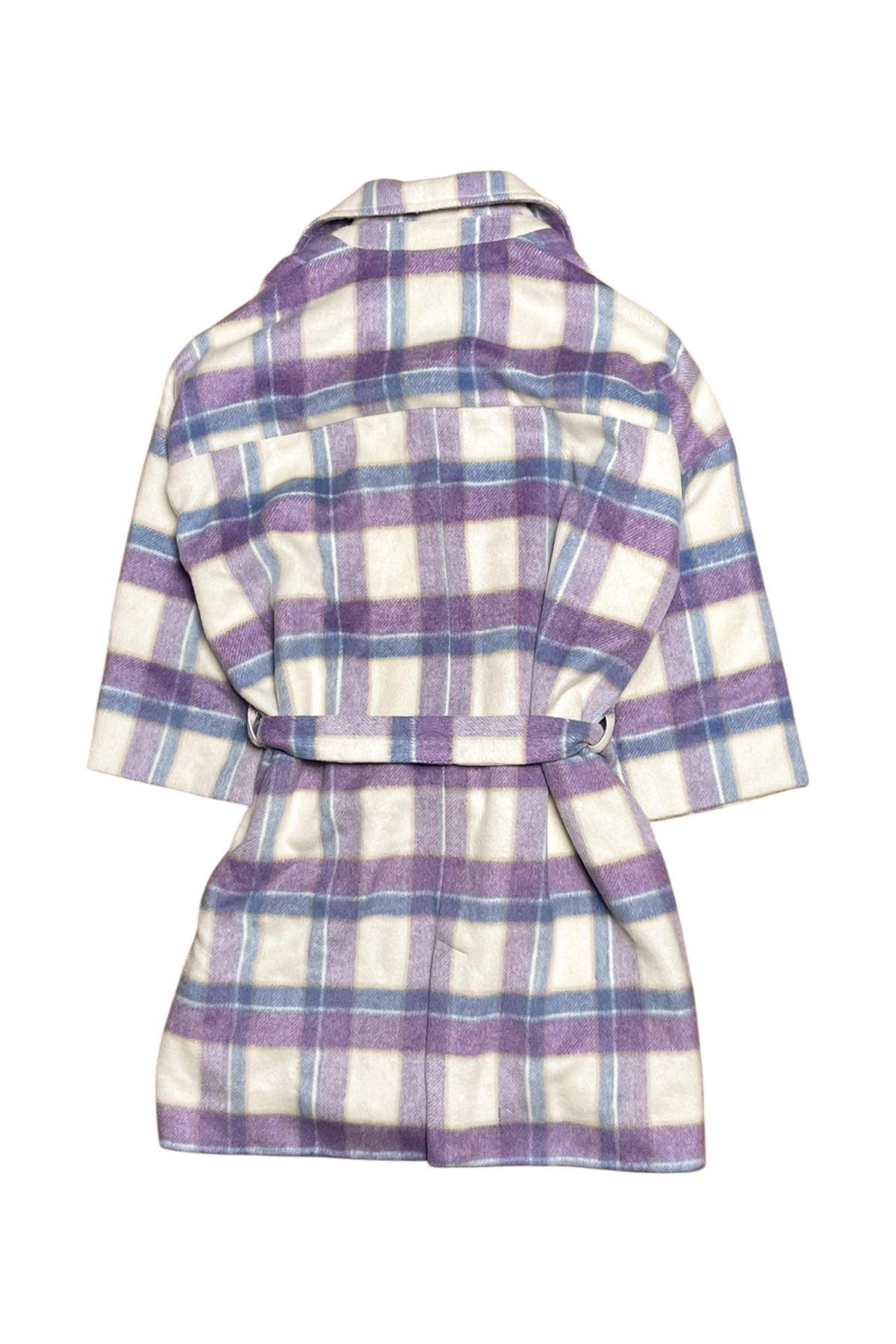 Soft Plaid Trench-Style Coat