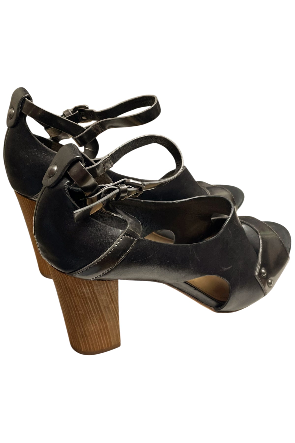 Metallic Cut-Out Leather Heels