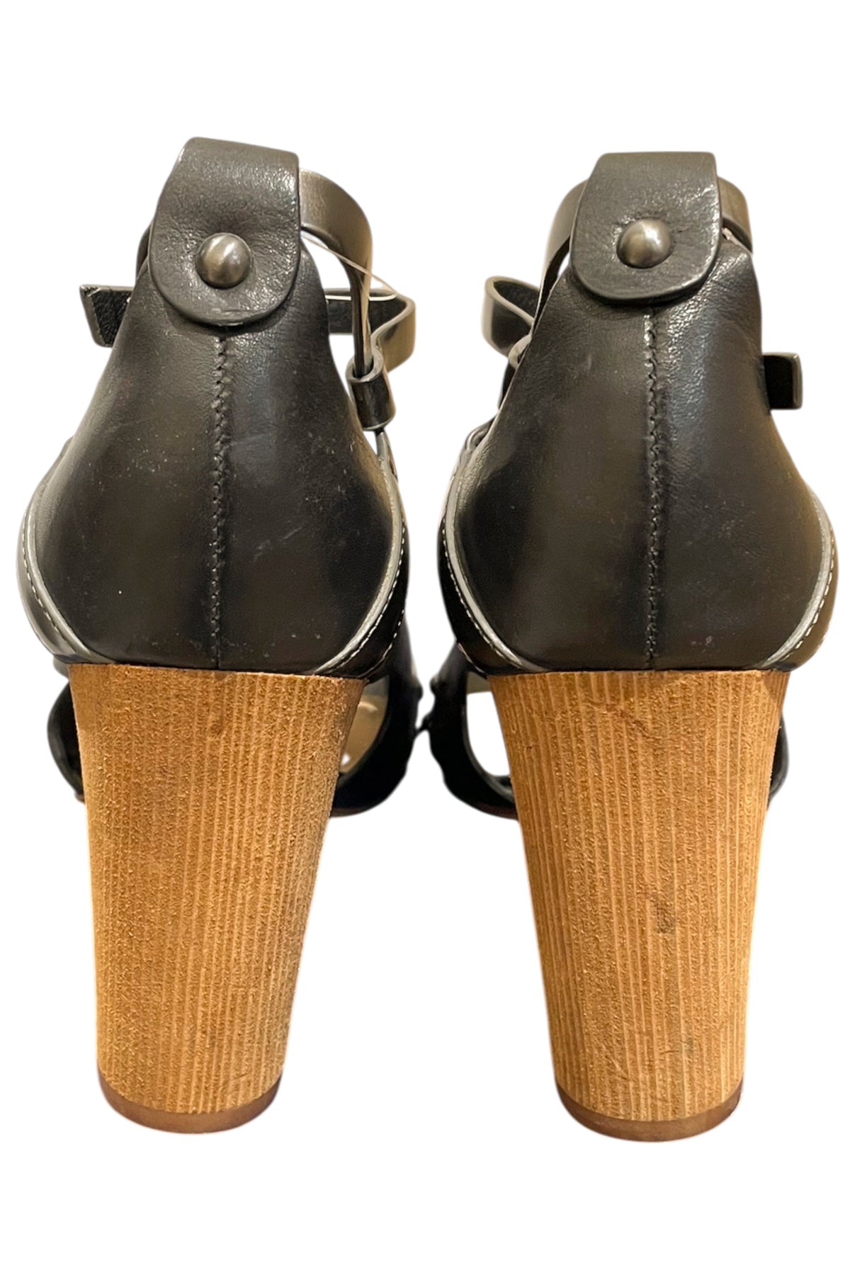 Metallic Cut-Out Leather Heels