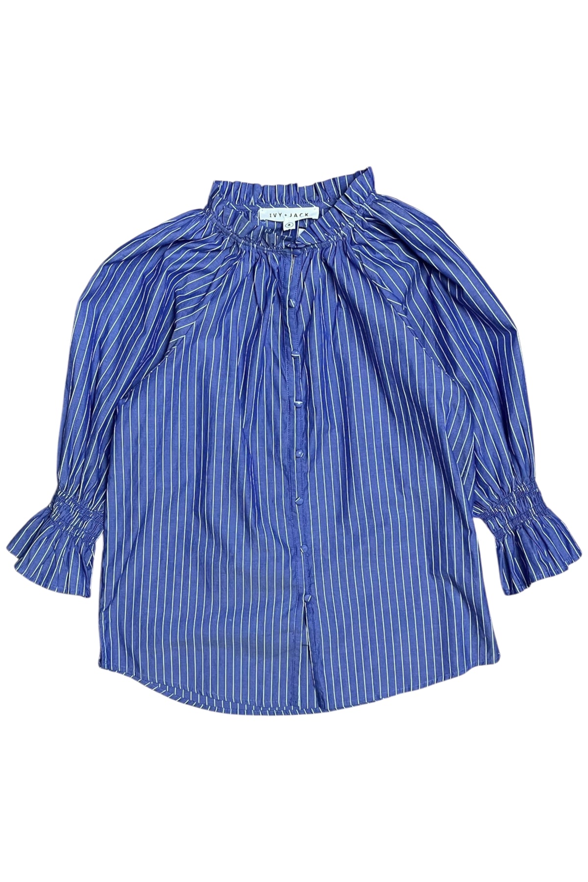 Striped Puff Sleeve Button Up