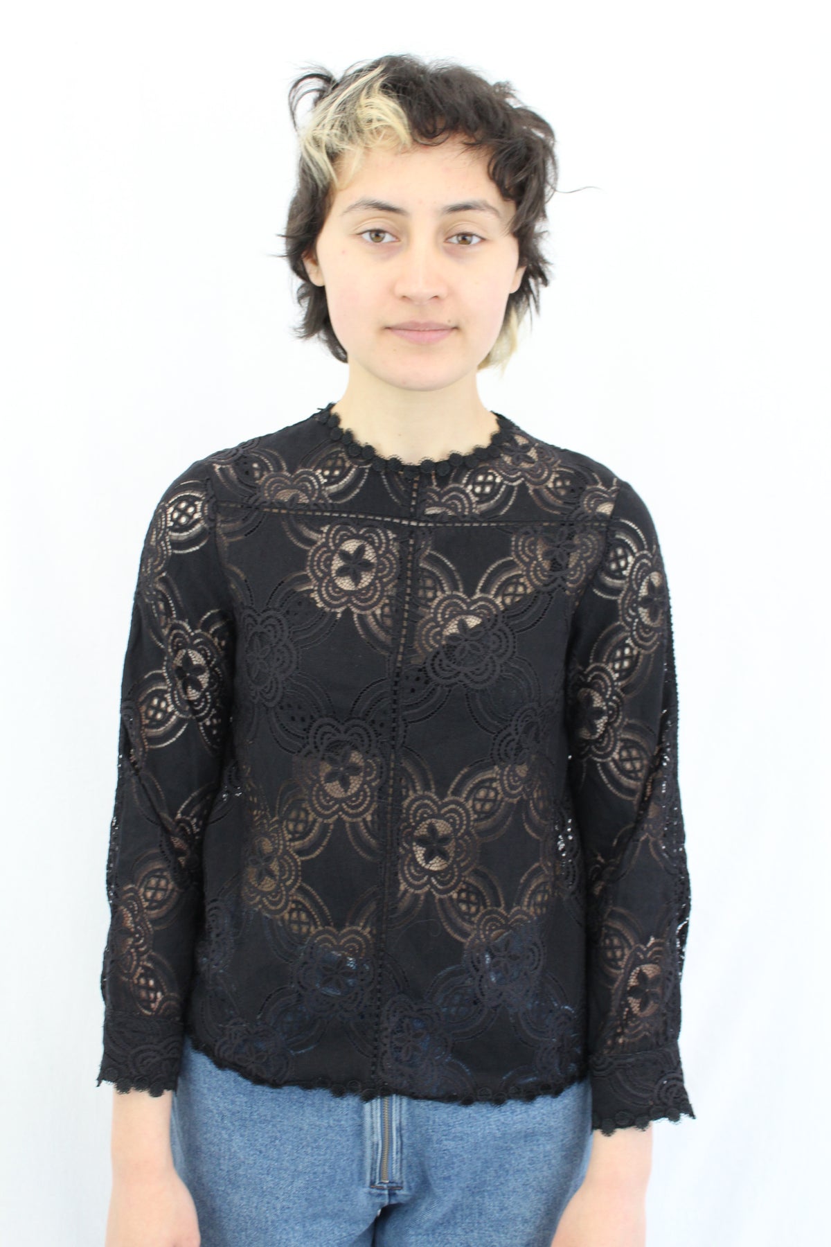 Flannel - Lace Long Sleeve Top