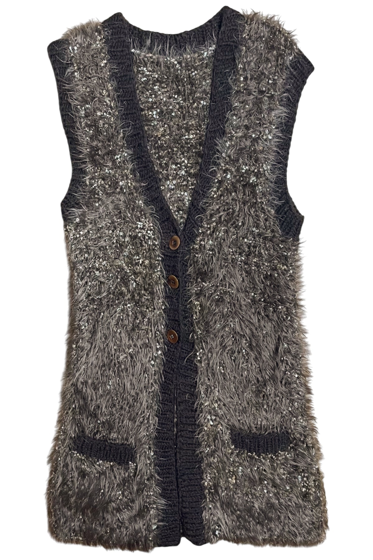 Fluffy Knitted Longline Vest