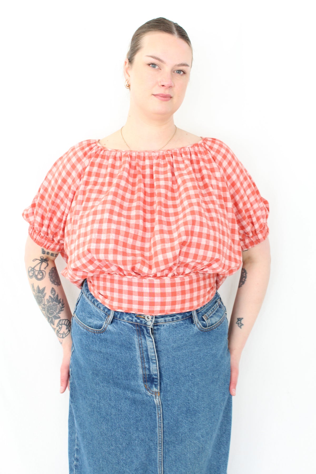 Morrison - Gingham Balloon Sleeve Top