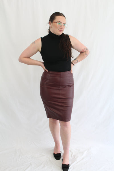 Portmans black on sale leather pencil skirt