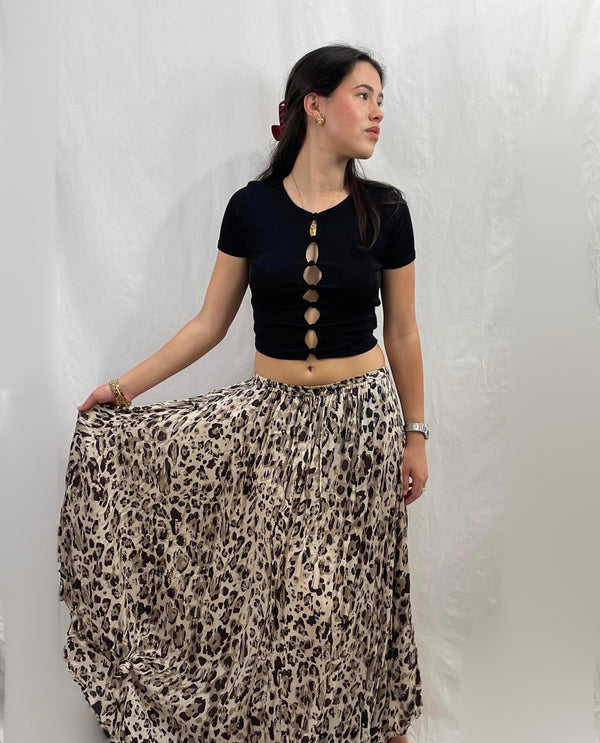 Cheeta Print Maxi Skirt