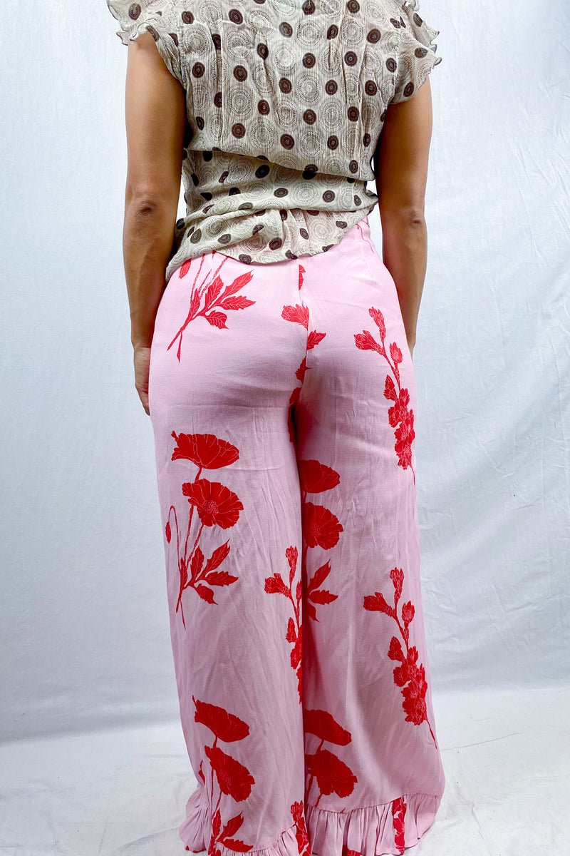 Flower Pattern Pink Pants