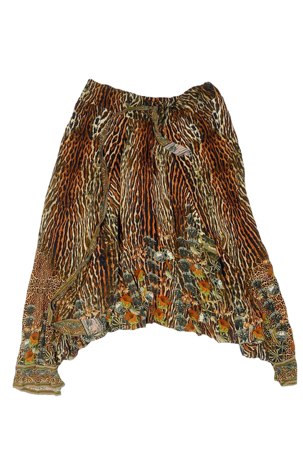 Silk Animal Print Midi Skirt