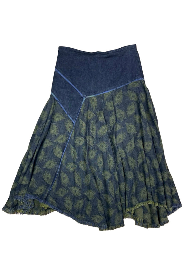 Peacock Feather Jean Skirt