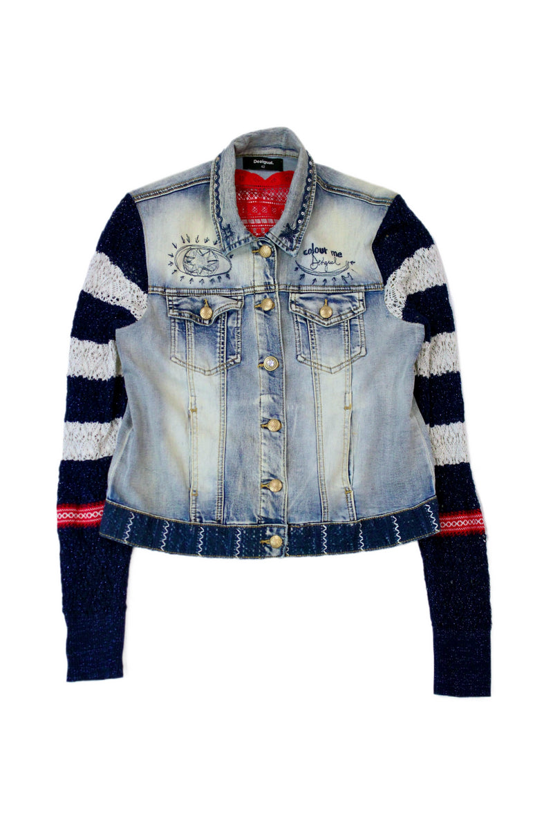 Desigual - Crochet Sleeve Denim Jacket