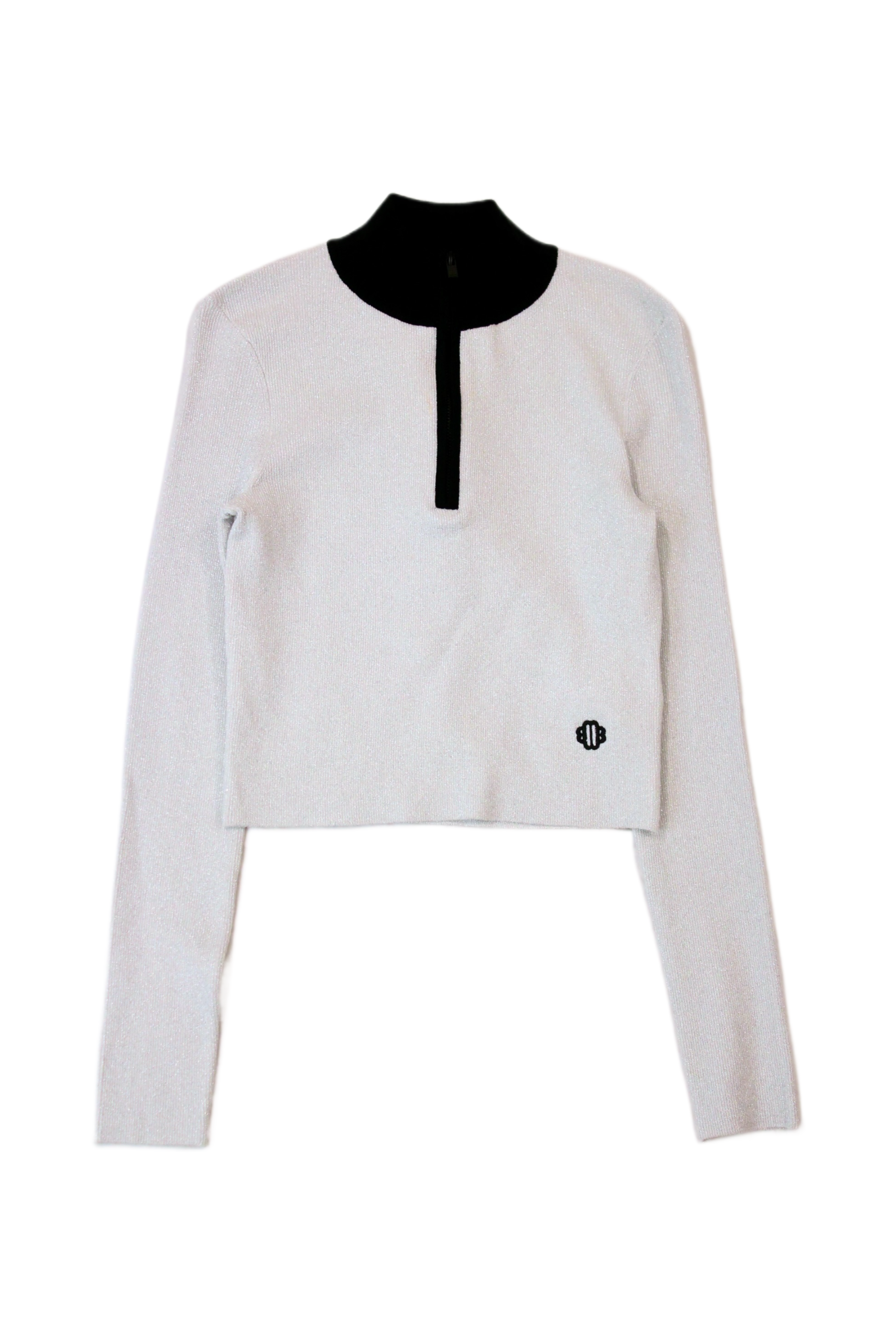 Maje - Glitter Zip Neck Top