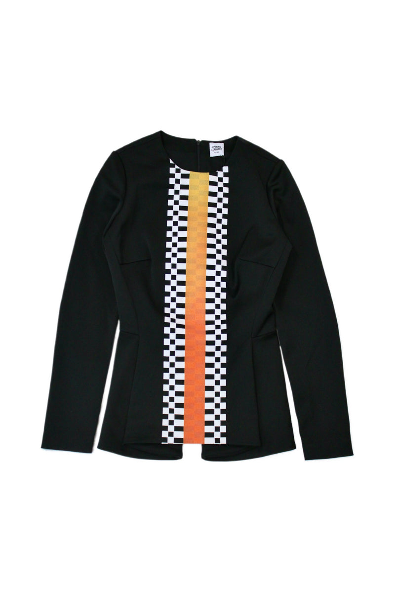 Opening Ceremony - Structured Grid Print Top