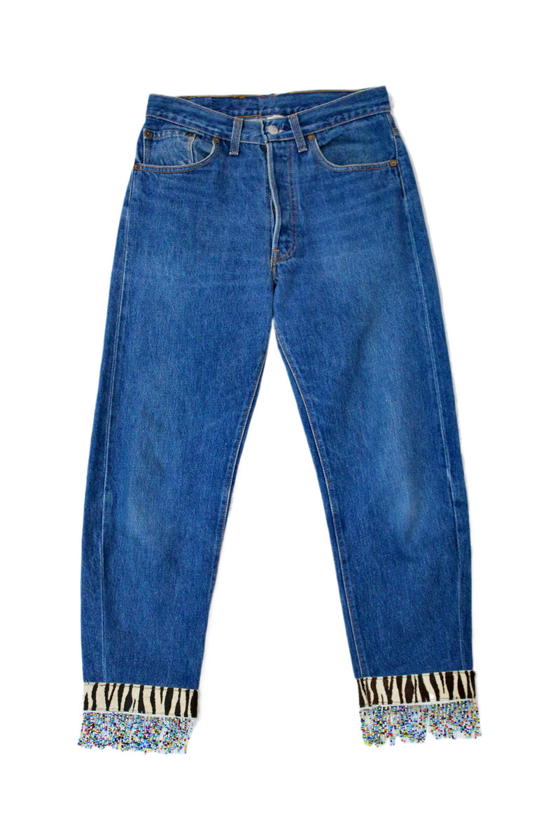 Leather Rock - Beaded Jeans