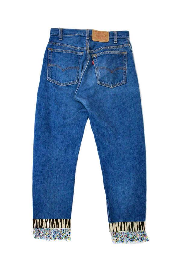 Leather Rock - Beaded Jeans