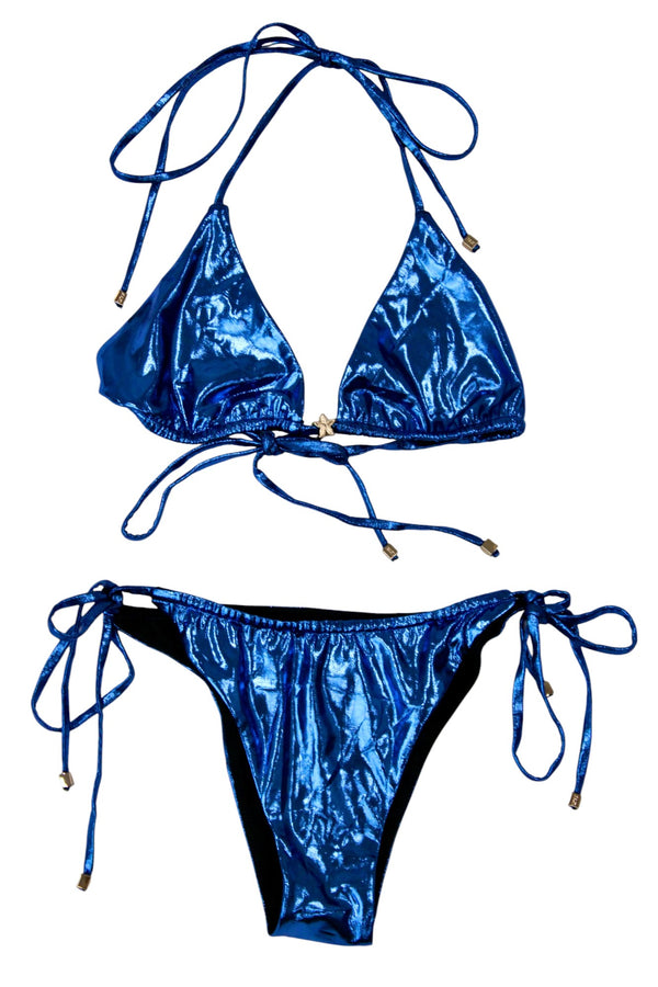 Alt - Metallic Blue String Bikini