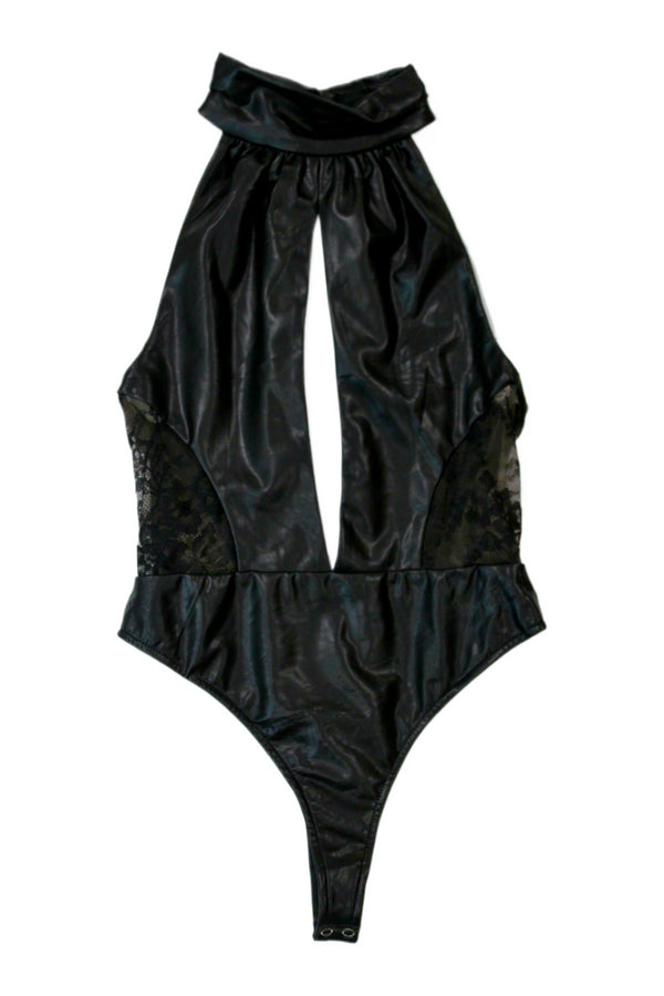 Michael Costello x Revolve - Pleather & Lace Bodysuit