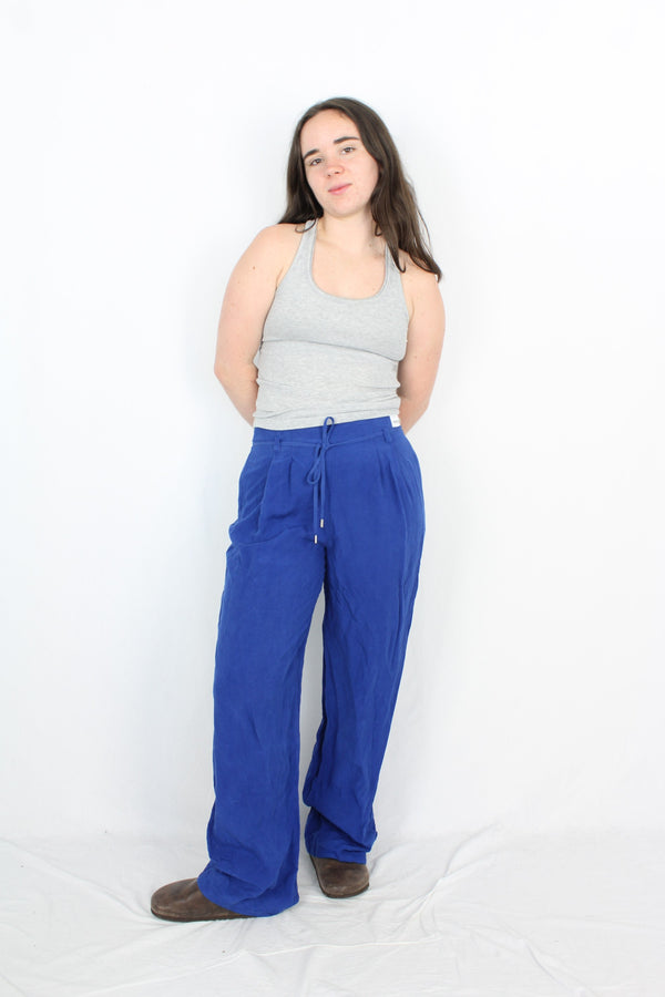 Max - Blue Linen Tie Pants