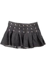 Motel - Pleated Denim Mini Skirt