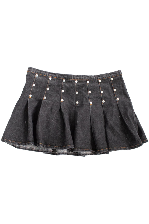 Motel - Pleated Denim Mini Skirt