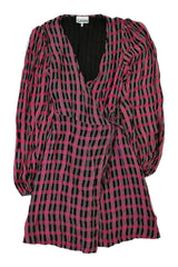 Ganni - Plaid Chiffon Wrap Dress