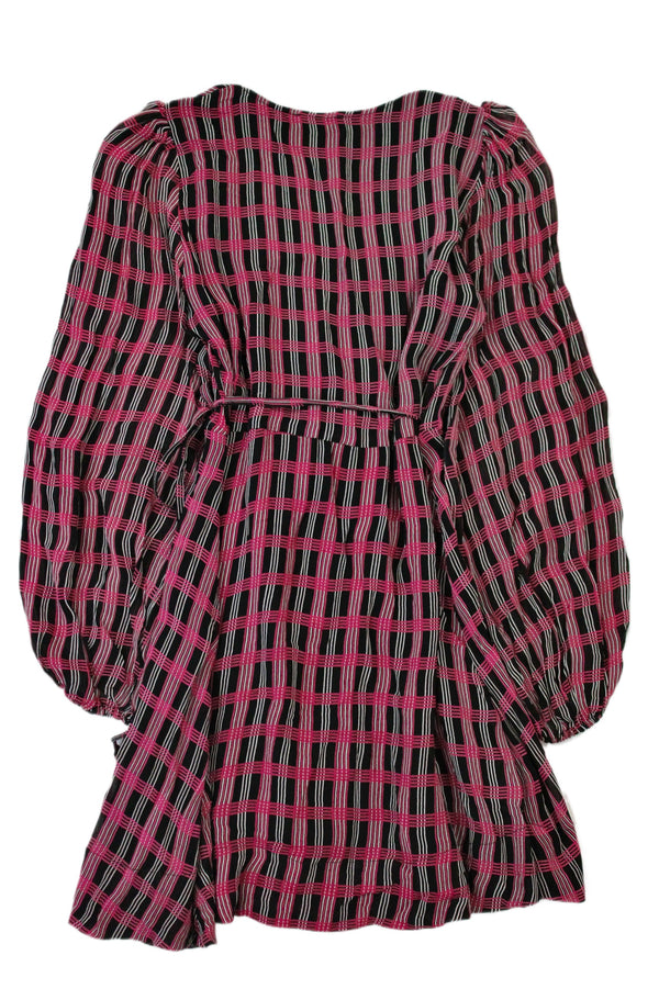 Ganni - Plaid Chiffon Wrap Dress